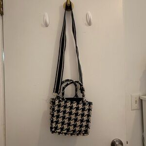 H&M Stylish Black and White Tweed Handbag